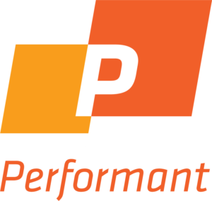 logo of Performant software, consisting of 2 intersecting orange quadrilaterals with a while P between them